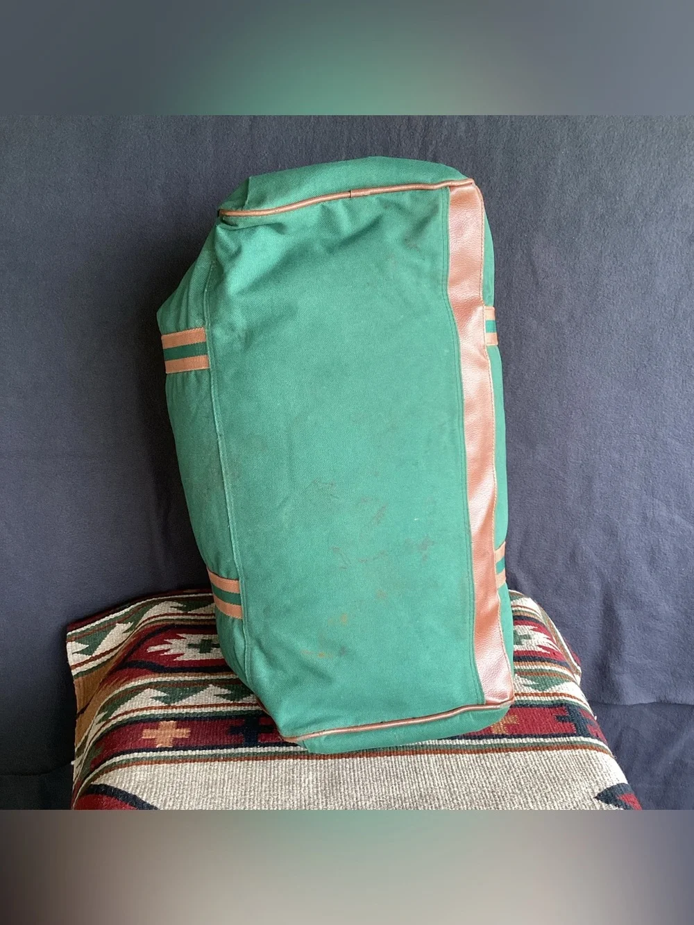 Vintage Polo Ralph Lauren 90s green duffel bag weekender zip
